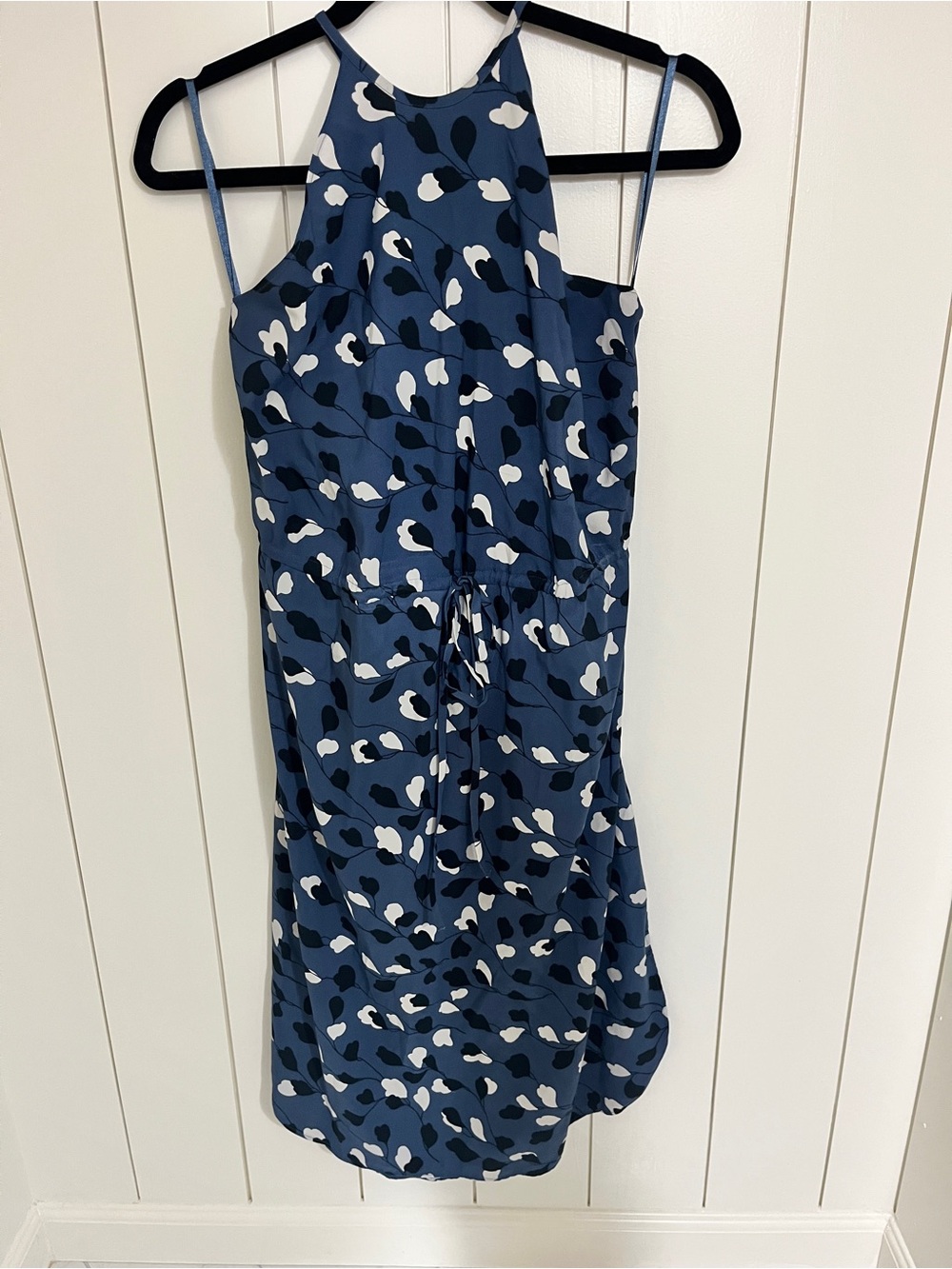 LOFT Blue and White Halter Midi Dress
